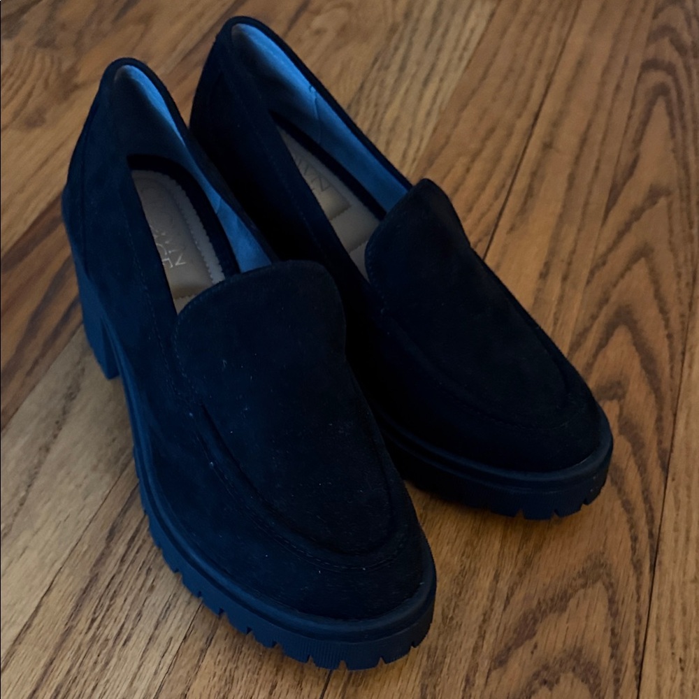 Crown Black Suede Platform Loafers